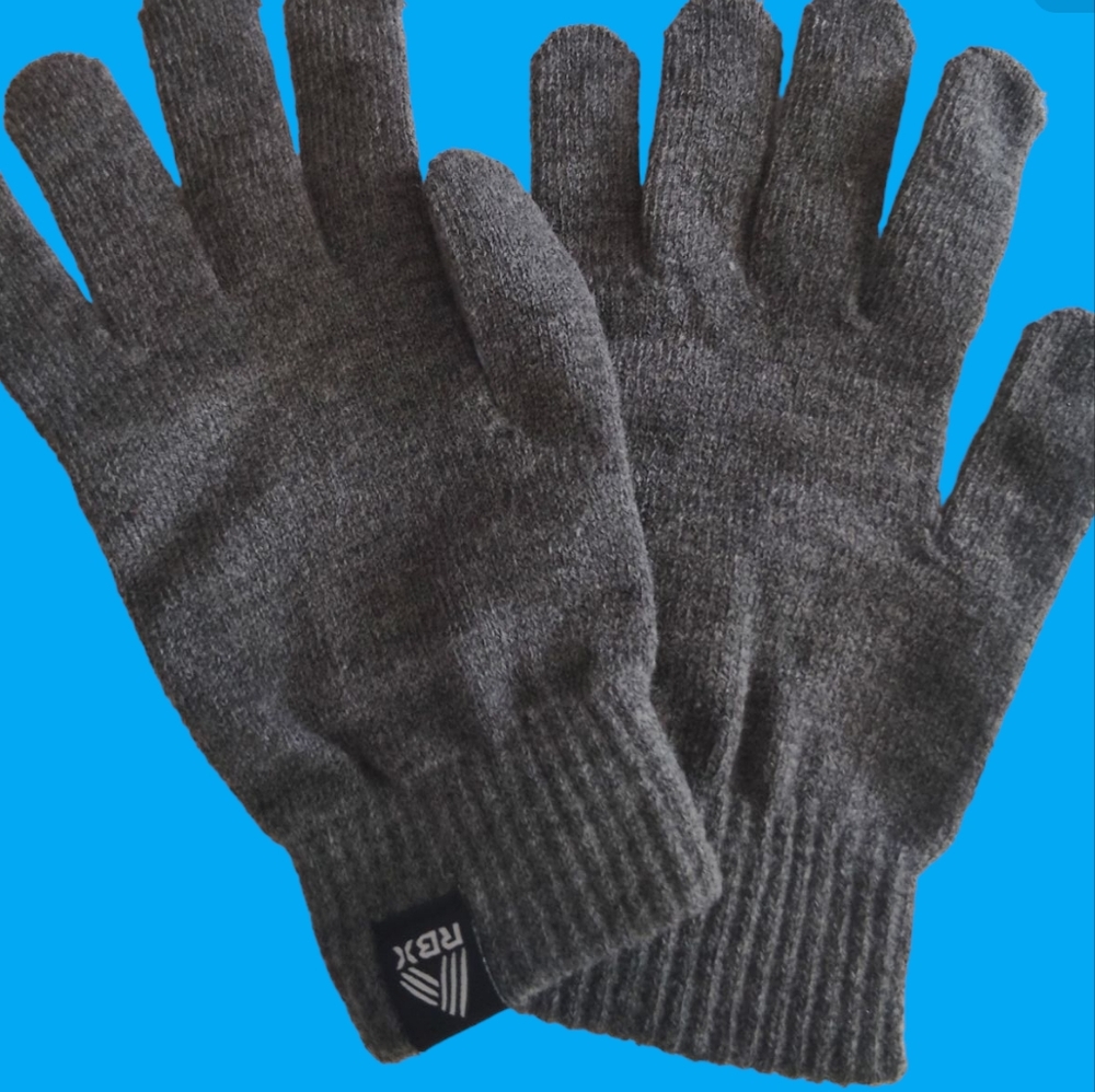 RBX Grey Black Logo Knit Gloves One Size
